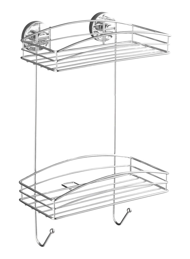 WENKO Vacuum Loc 2 Tier wall rack  fixing without drilling, Steel, Chrome