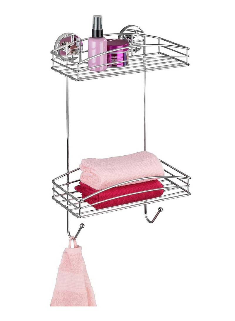 WENKO Vacuum Loc 2 Tier wall rack  fixing without drilling, Steel, Chrome