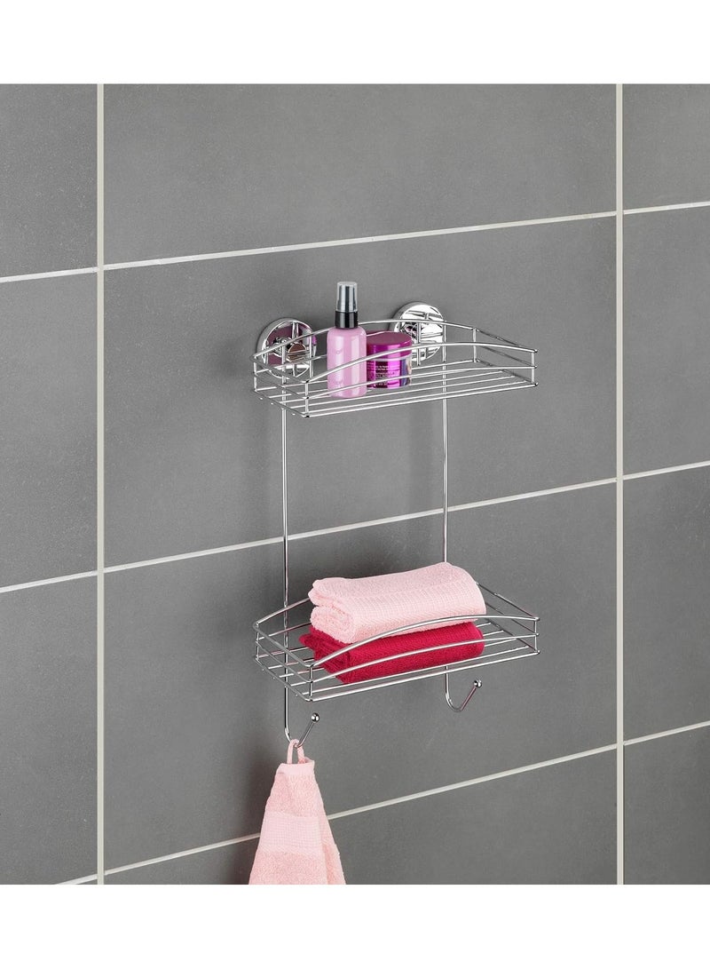 WENKO Vacuum Loc 2 Tier wall rack  fixing without drilling, Steel, Chrome