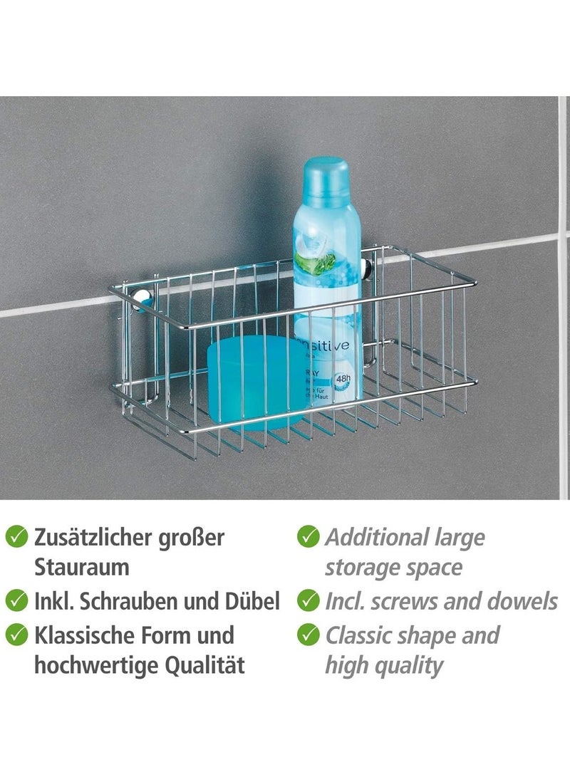 Wenko Wall shelf large Classic fixing without drilling, Metal Steel, Chrome