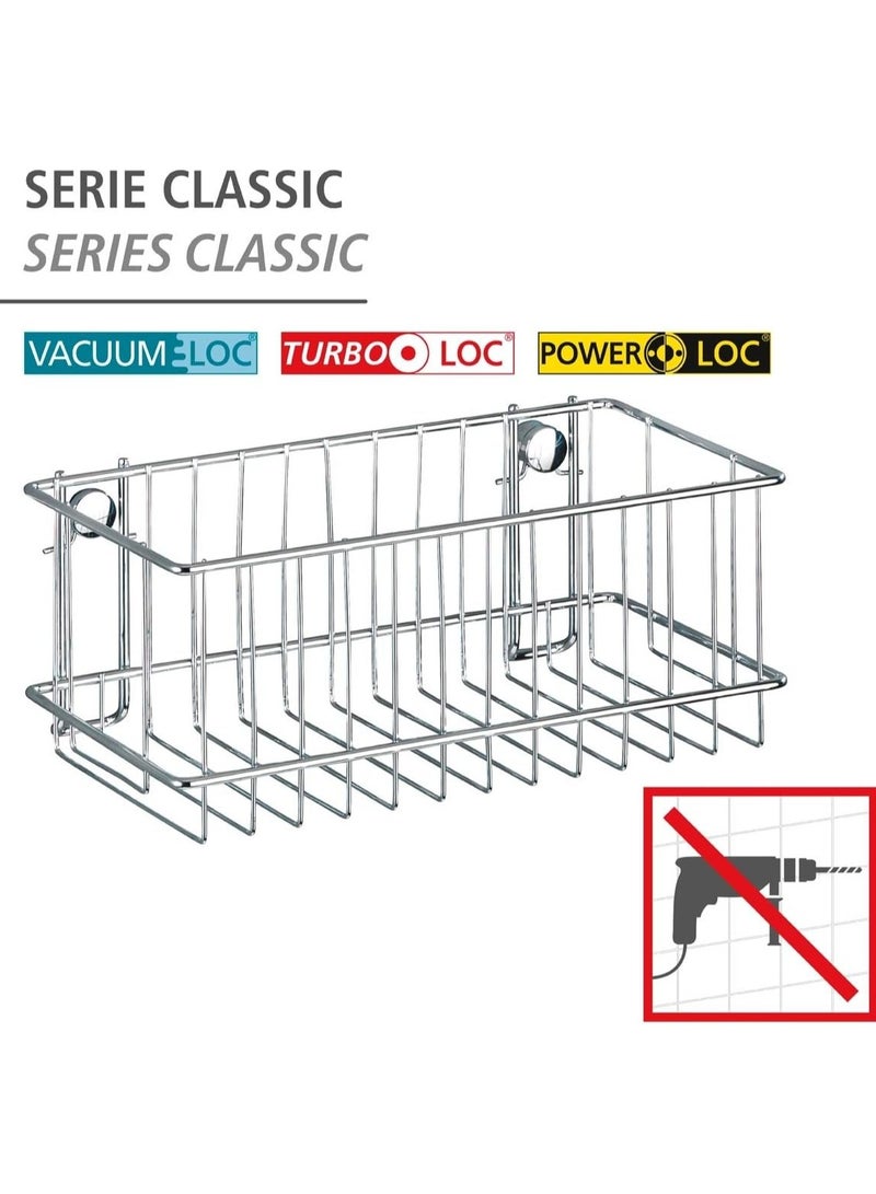 Wenko Wall shelf large Classic fixing without drilling, Metal Steel, Chrome