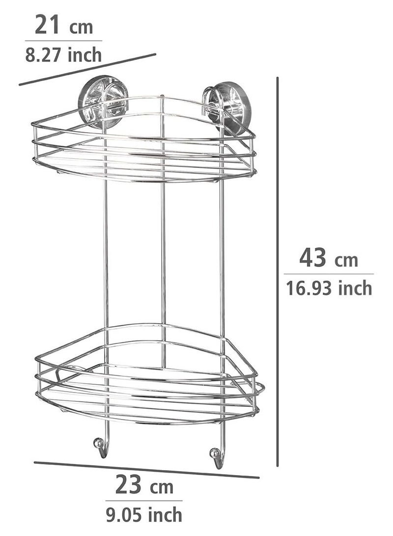 Wenko Vacuum-Loc 2 Tier corner rack fixing without drilling, Chrome