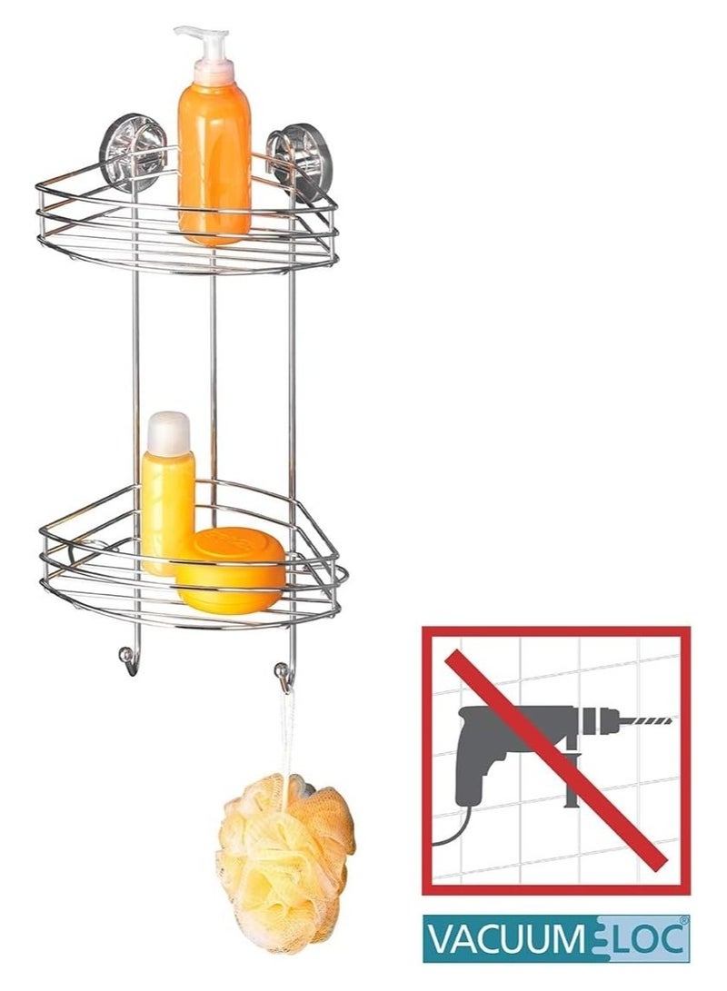 Wenko Vacuum-Loc 2 Tier corner rack fixing without drilling, Chrome