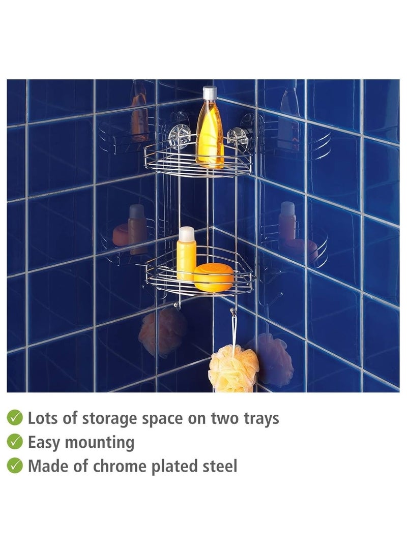 Wenko Vacuum-Loc 2 Tier corner rack fixing without drilling, Chrome