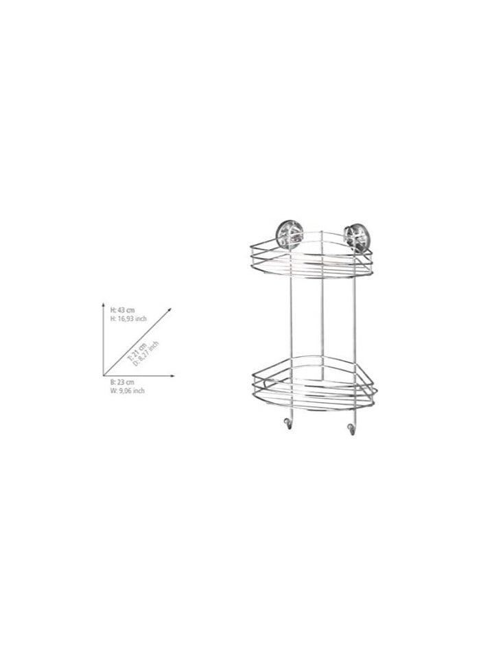 Wenko Vacuum-Loc 2 Tier corner rack fixing without drilling, Chrome