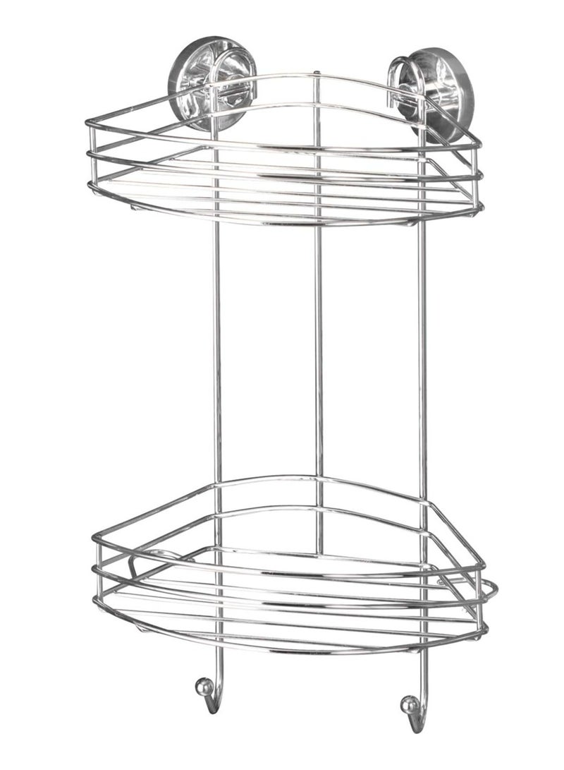 Wenko Vacuum-Loc 2 Tier corner rack fixing without drilling, Chrome