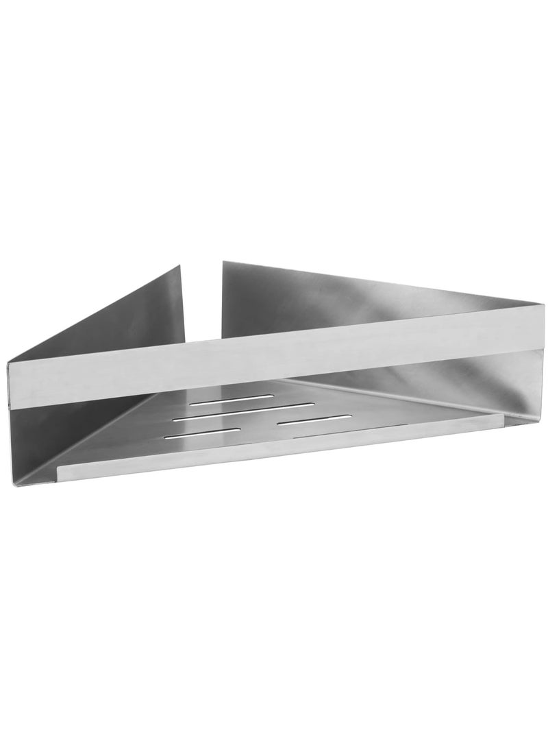 WENKO Turbo-Loc Genova Matt Corner Shelf Bathroom Shelf Made of Matte, High-Quality Stainless Steel for Attaching No Drilling with Adhesive Pad System