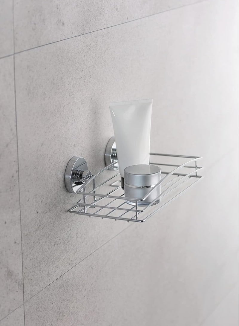 Wenko VacuumLoc Wall Shape Steel Wall Shelf Fixing Without Drilling, Metal Steel