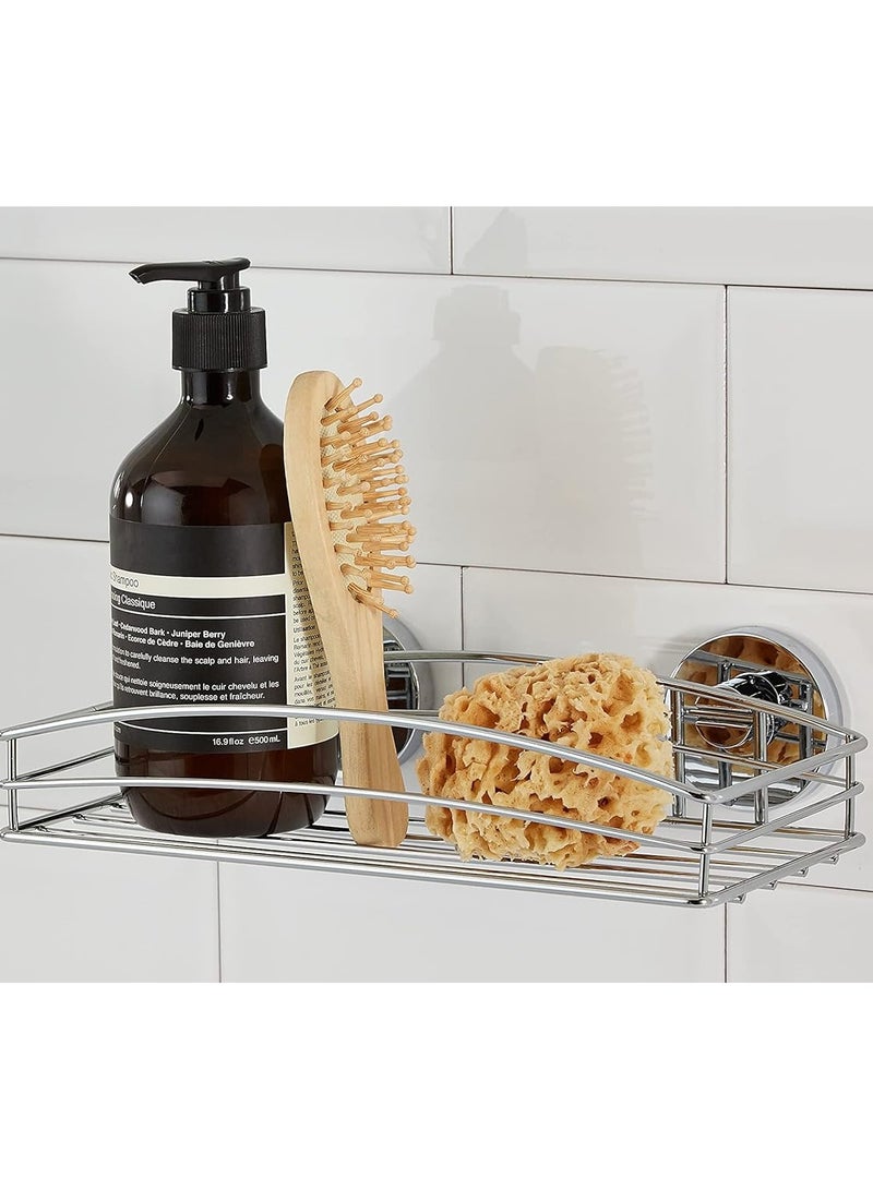 Wenko VacuumLoc Wall Shape Steel Wall Shelf Fixing Without Drilling, Metal Steel