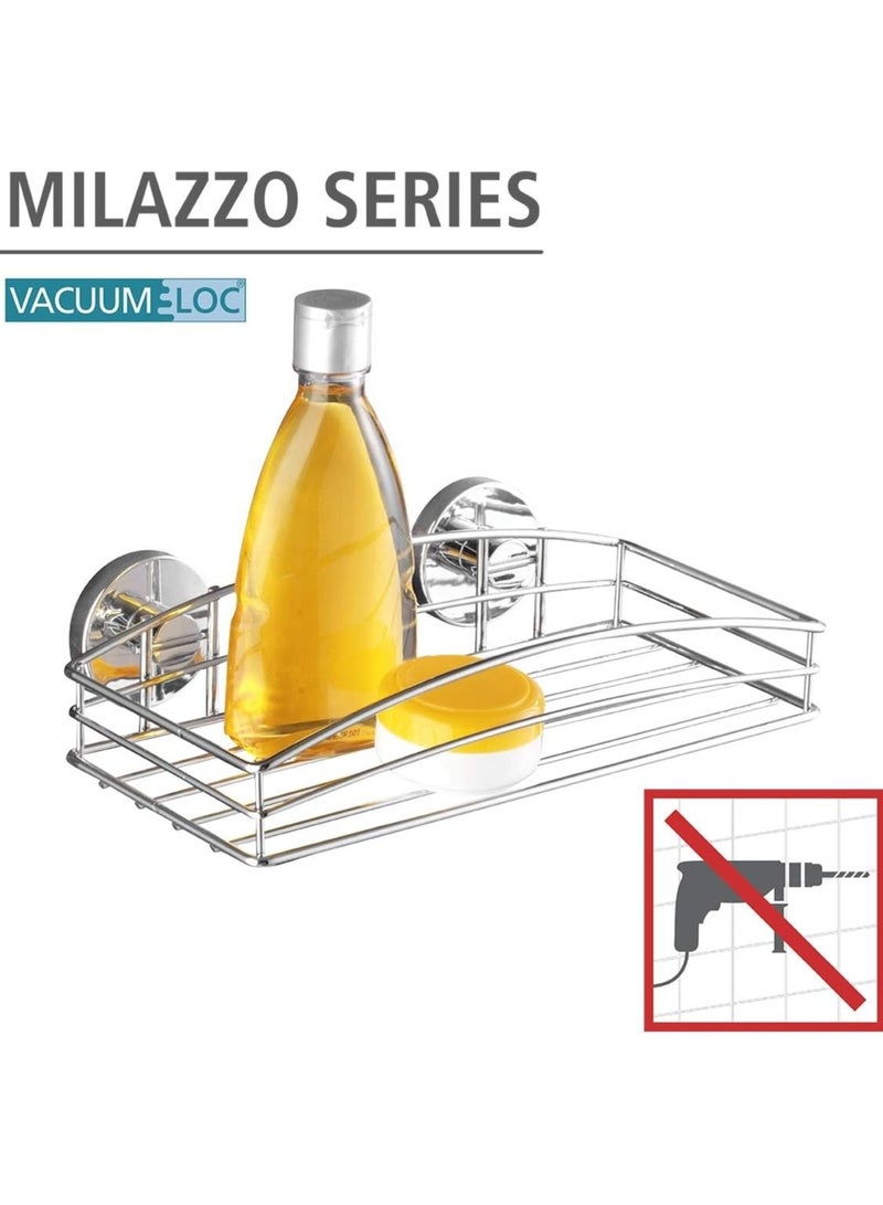 Wenko VacuumLoc Wall Shape Steel Wall Shelf Fixing Without Drilling, Metal Steel