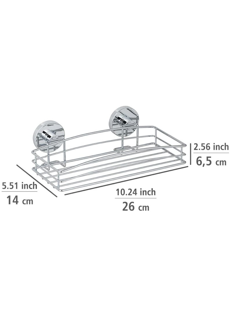 Wenko VacuumLoc Wall Shape Steel Wall Shelf Fixing Without Drilling, Metal Steel
