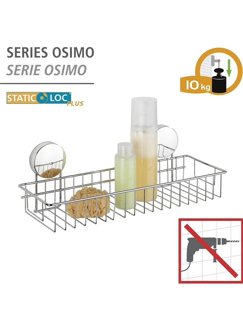 WENKO Static-Loc Plus Osimo Maxi Shelf, Wall Shelf/Bathroom Shelf, No Drilling Required, Airtight Surfaces