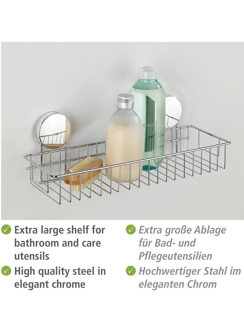 WENKO Static-Loc Plus Osimo Maxi Shelf, Wall Shelf/Bathroom Shelf, No Drilling Required, Airtight Surfaces