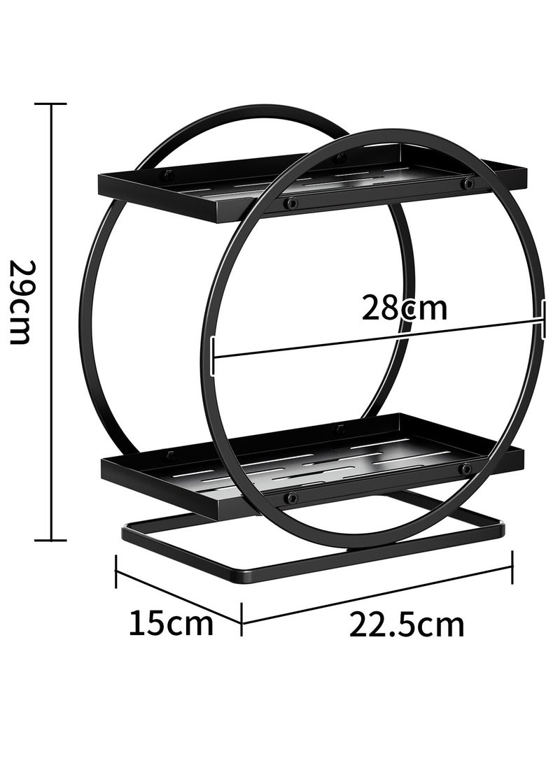 Shower Caddy, Large Rustproof Carbon Steel Bathroom Shower Organizer , No Drilling Wall Mounted Shower Rack, ,Multi-Use Under Kitchen Cabinet Storage Shelf (Black)