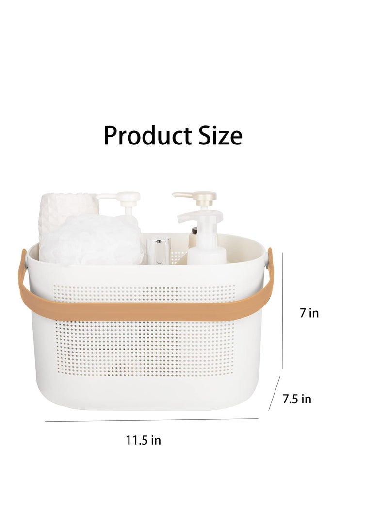 Plastic Shower Caddy Basket with Handles, Portable Small Shower Caddy, Suitable for Bathroom, College Dorm, Kitchen, Bedroom (Yellow)