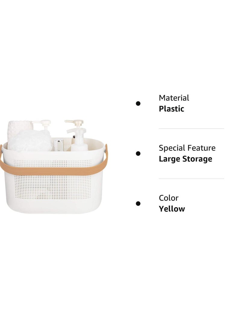 Plastic Shower Caddy Basket with Handles, Portable Small Shower Caddy, Suitable for Bathroom, College Dorm, Kitchen, Bedroom (Yellow)