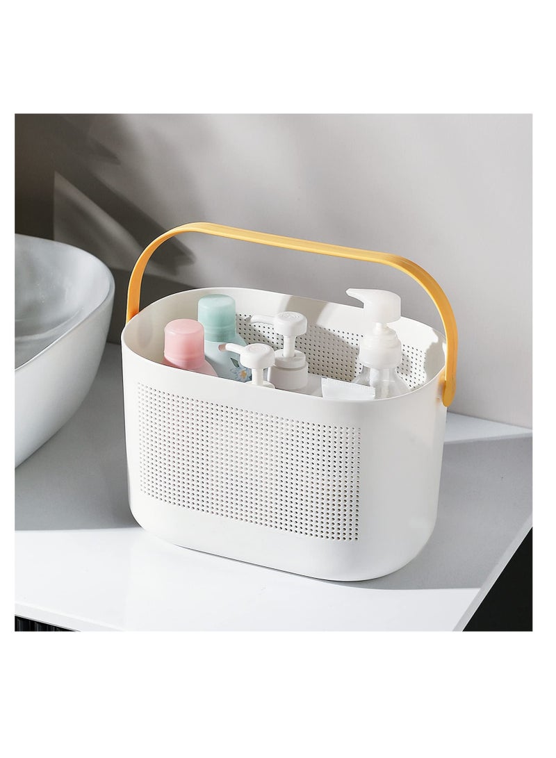 Plastic Shower Caddy Basket with Handles, Portable Small Shower Caddy, Suitable for Bathroom, College Dorm, Kitchen, Bedroom (Yellow)