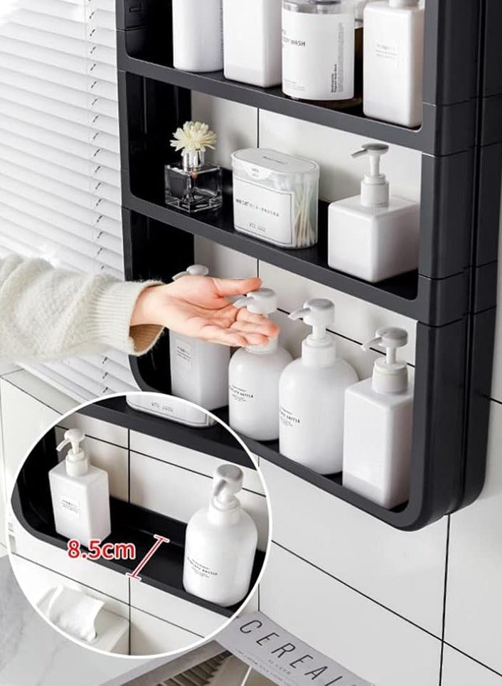 Bathroom Storage Rack Bathroom Shelf 4 Tier Wall Mounted Makeup Organizer Storage Shelf for Bathroom Kitchen Non Perforated