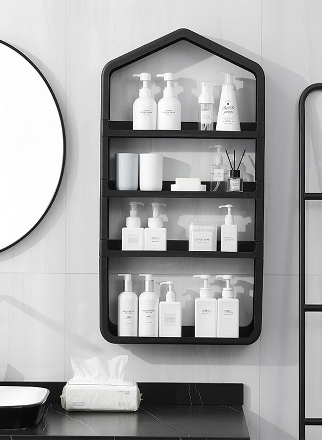 Bathroom Storage Rack Bathroom Shelf 4 Tier Wall Mounted Makeup Organizer Storage Shelf for Bathroom Kitchen Non Perforated