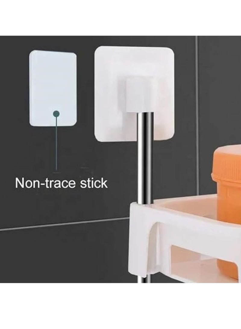 3 Tier Plastic Storage Shelf with Self Adhesive Stickers & Hooks for Toilet, Bathroom, Kitchen, Office