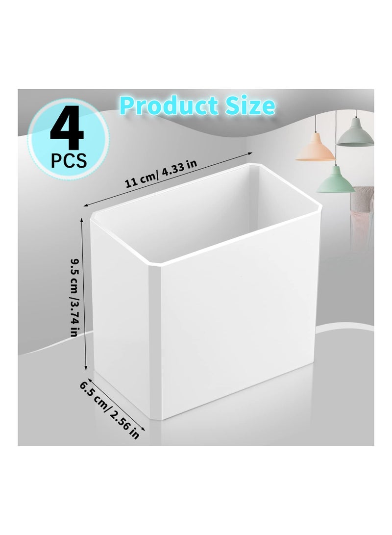 Adhesive Wall Mounted Plastic Storage Organizer, Floating Shelves Wall Bin Organizer, No Drilling White Hanging Storage Containers Makeup Organizer Shelf for Office Bedroom Kitchen(4Pcs)