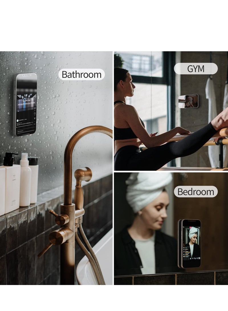 Magnetic Shower Phone Holder Mag Safe Wall Mount, 2 Pack Magnetic Sticker for iPhone 14 Pro Max/14 Pro/14/13/12 Series/Magsafe Case, Mag Safe Phone Mount for Kitchen, Bathroom, Black