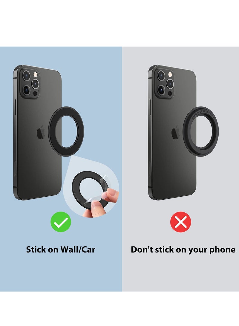 Magnetic Shower Phone Holder Mag Safe Wall Mount, 2 Pack Magnetic Sticker for iPhone 14 Pro Max/14 Pro/14/13/12 Series/Magsafe Case, Mag Safe Phone Mount for Kitchen, Bathroom, Black