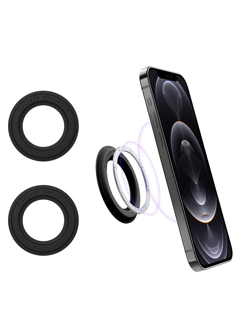 Magnetic Shower Phone Holder Mag Safe Wall Mount, 2 Pack Magnetic Sticker for iPhone 14 Pro Max/14 Pro/14/13/12 Series/Magsafe Case, Mag Safe Phone Mount for Kitchen, Bathroom, Black