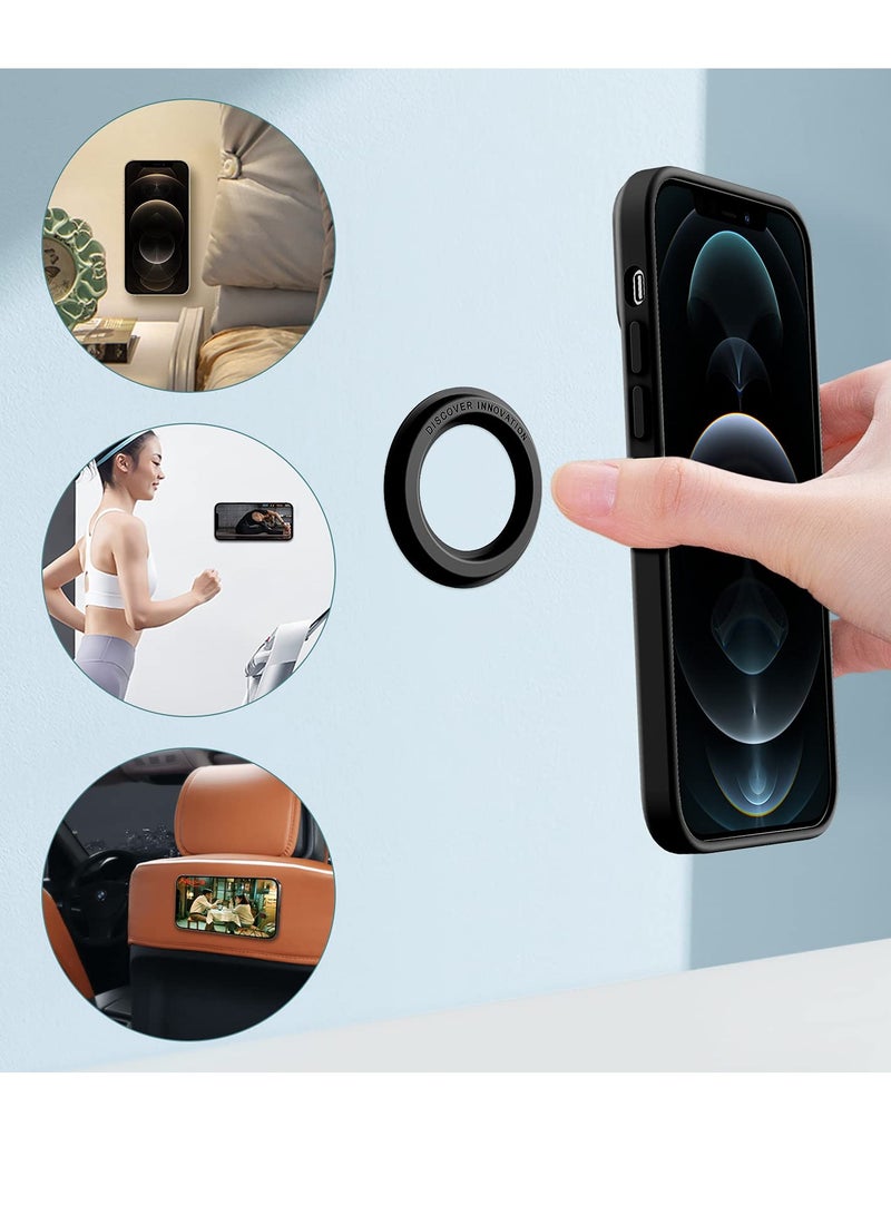 Magnetic Shower Phone Holder Mag Safe Wall Mount, 2 Pack Magnetic Sticker for iPhone 14 Pro Max/14 Pro/14/13/12 Series/Magsafe Case, Mag Safe Phone Mount for Kitchen, Bathroom, Black