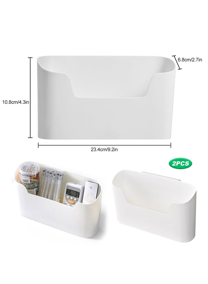 Wall Mounted Storage Box, 4 PCS Kitchen Cabinet Door Organizer, Self-Adhesive, No Drilling Required, 23.4 x 10.8 x 6.8 cm, Ideal for Organizing Small Items in Kitchen, Bathroom, Fridge, White