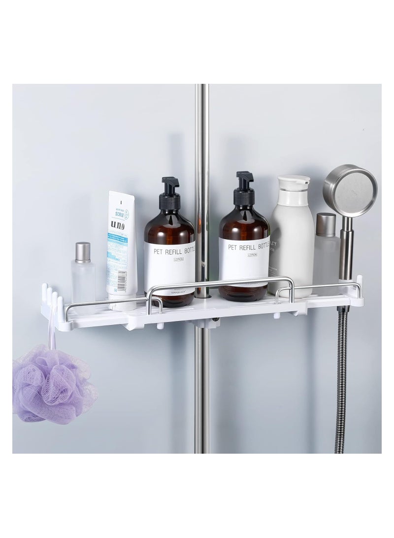 Shower Shelf Hanging, Shower Caddy No Drill Shower Rail Shelf, Shower Holders Double Storage, for Soap Shampoo Suit 18mm-25mm Shower Rail Length Adjustable, Stretchable Design (28-44cm)