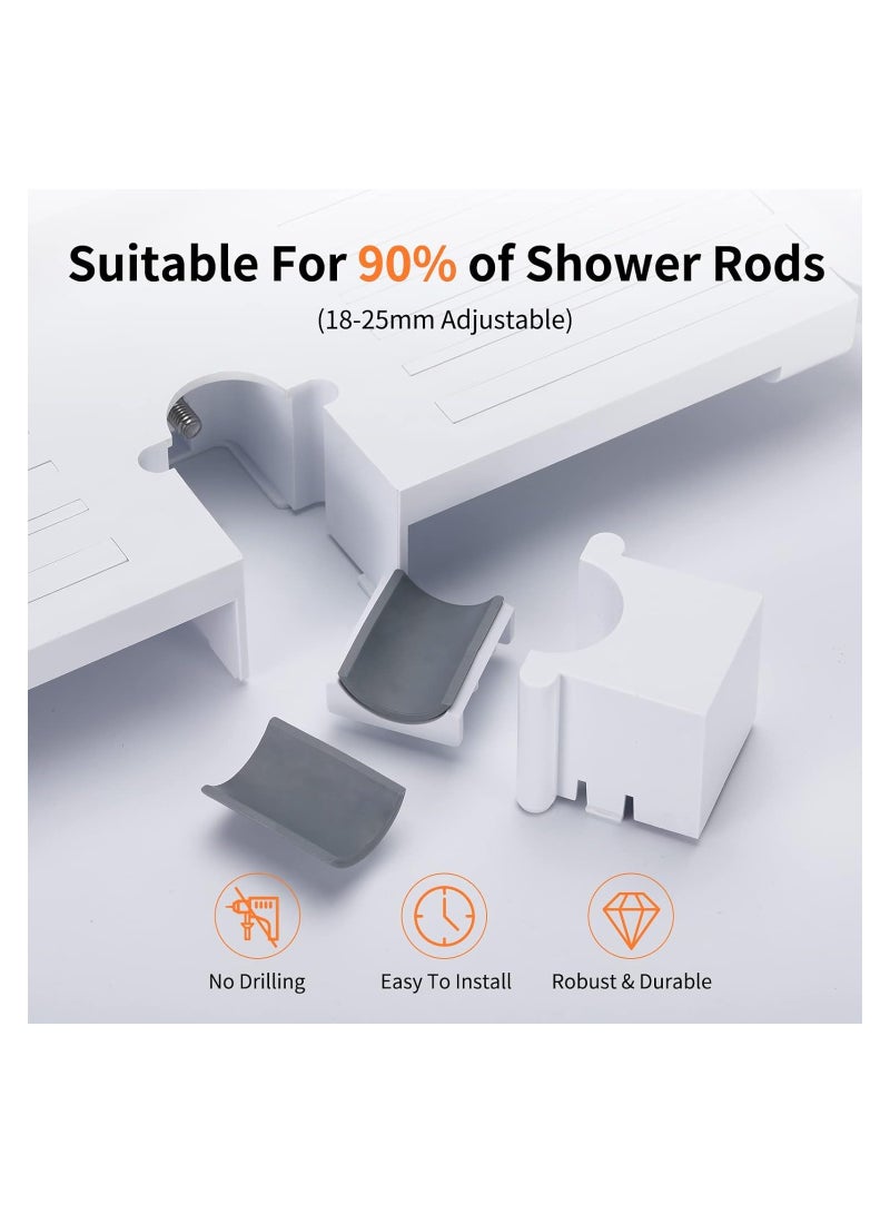 Shower Shelf Hanging, Shower Caddy No Drill Shower Rail Shelf, Shower Holders Double Storage, for Soap Shampoo Suit 18mm-25mm Shower Rail Length Adjustable, Stretchable Design (28-44cm)