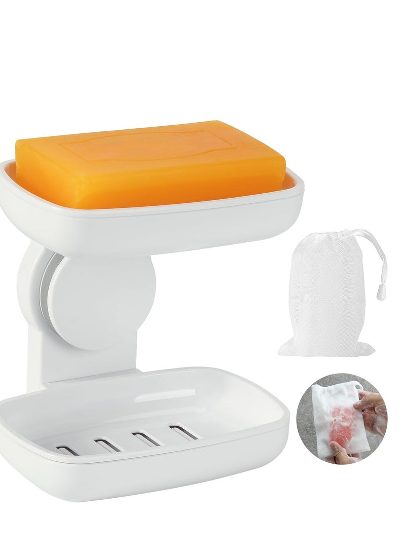 Double Layer Soap Holder, Removable Soap Caddy, NO-Drilling, Self Draining, Suitable for Shower, Bathroom, Tub and Kitchen Sink