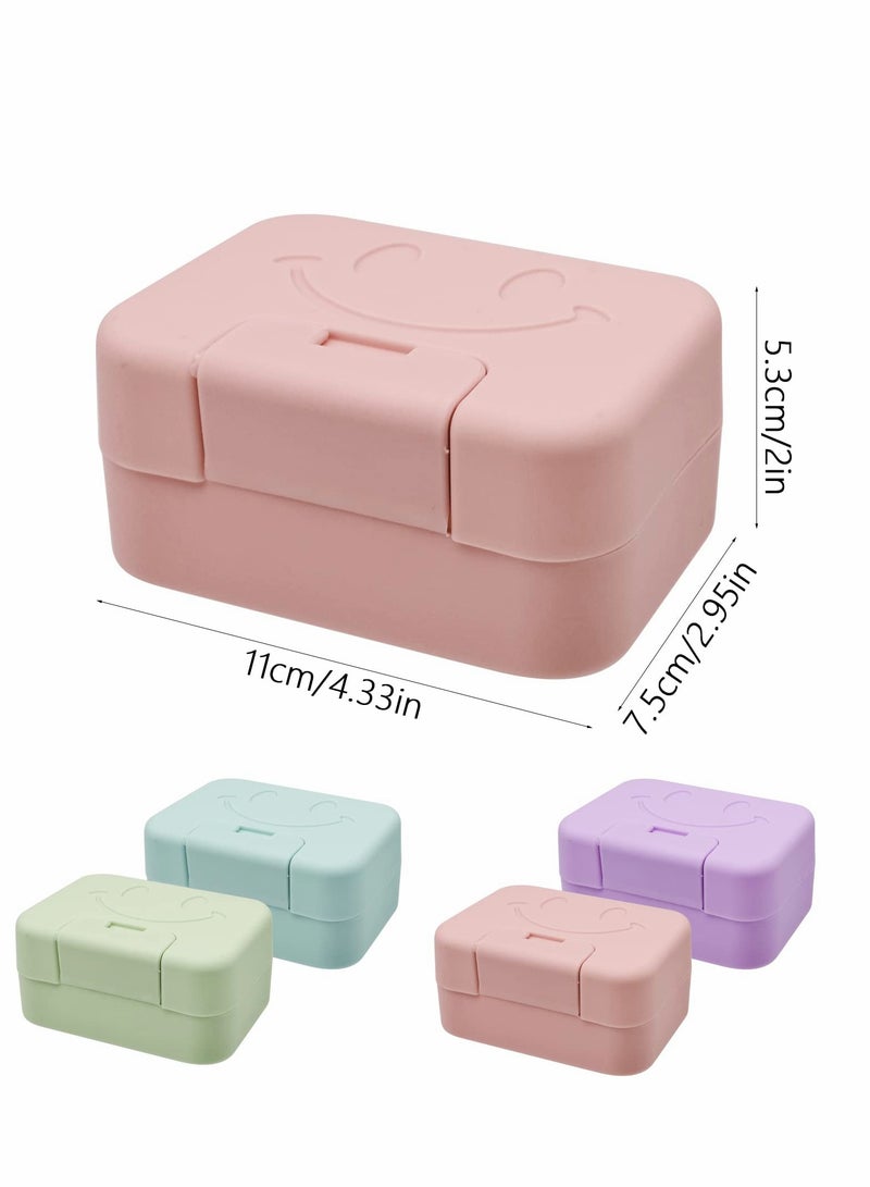 4 Pack Soap Holder Travel Soap Case Portable Soap Box Leak Proof Soap Bar Holder Dish Container in 4 Colours (11 x 7.5 x 5.3cm)