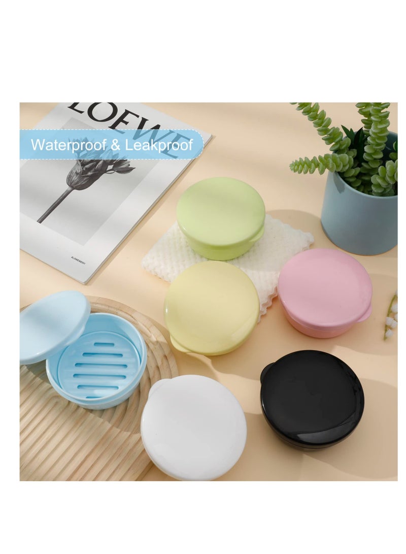 6 PCS Travel Soap Box, Portable Round Soap Case, Seal Waterproof Soap Protectors with Lid, Suitable for Home Traveling Outdoor Hiking Camping Gym