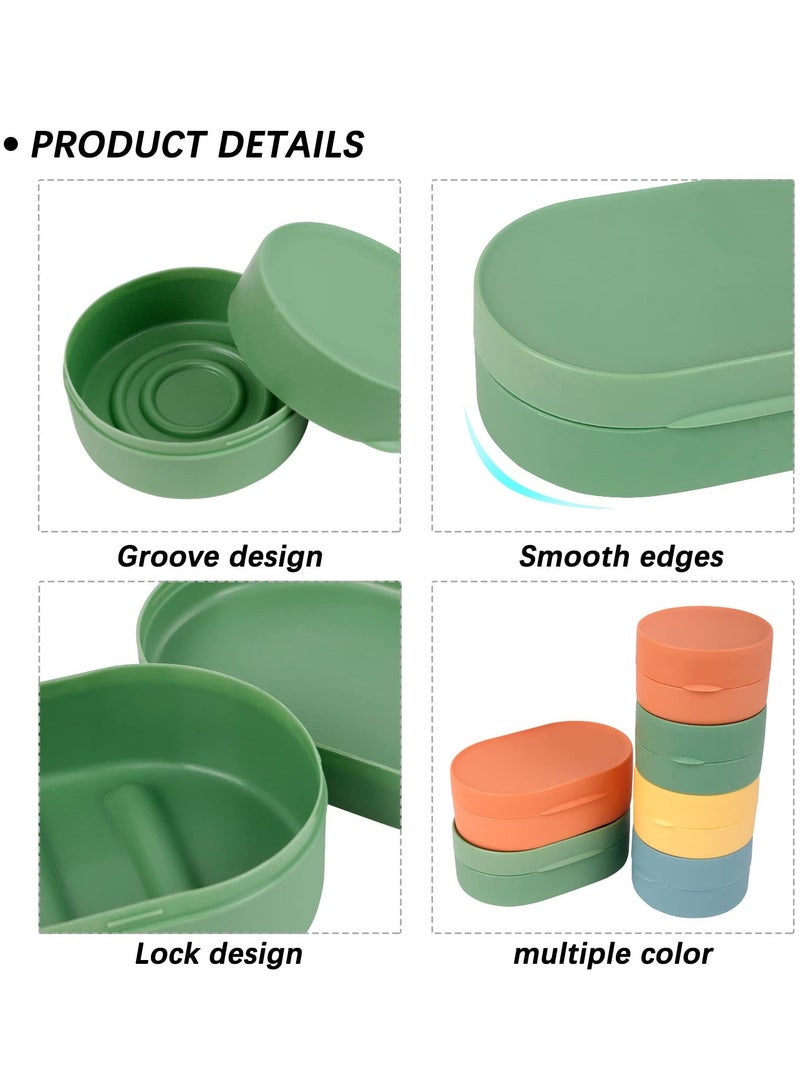 Travel Soap Box Holder Case, 4 Pcs Portable Leak Proof Round Soap Dishes Container with Lid for Shower Gym Bathroom(4 Small)