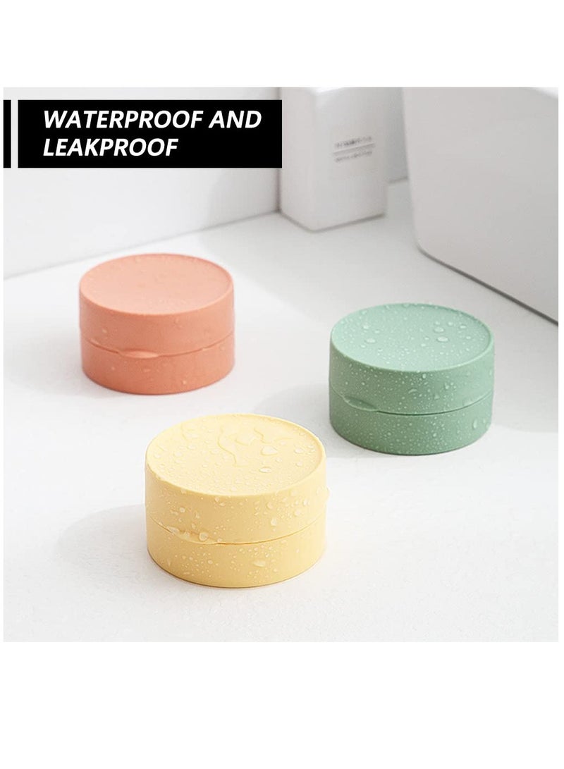 Travel Soap Box Holder Case, 4 Pcs Portable Leak Proof Round Soap Dishes Container with Lid for Shower Gym Bathroom(4 Small)