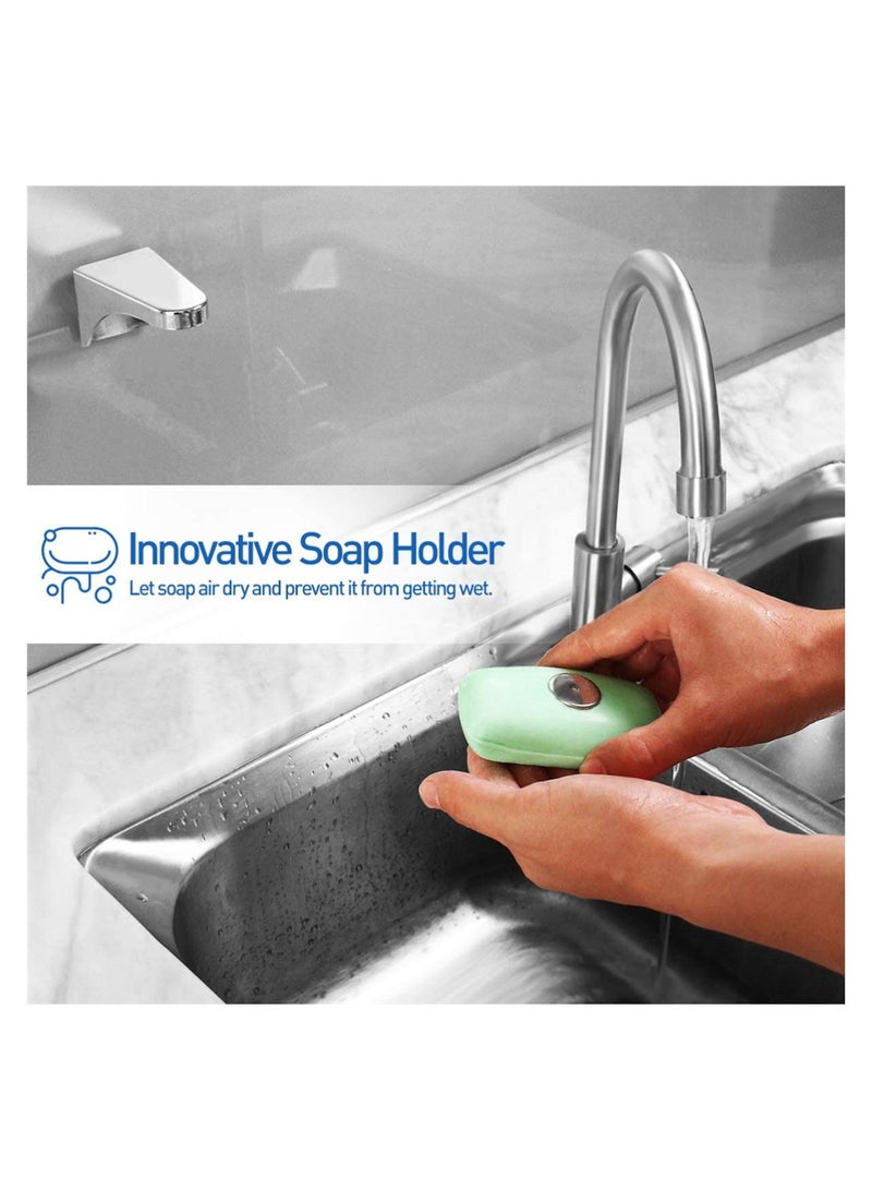 3pcs Magnetic Soap Dish Rack Soap Drain Rack Strong Suction Wall Mounted Magnetic Soap Dispenser Storage Rack Soap Container for Bathroom Kitchen Home