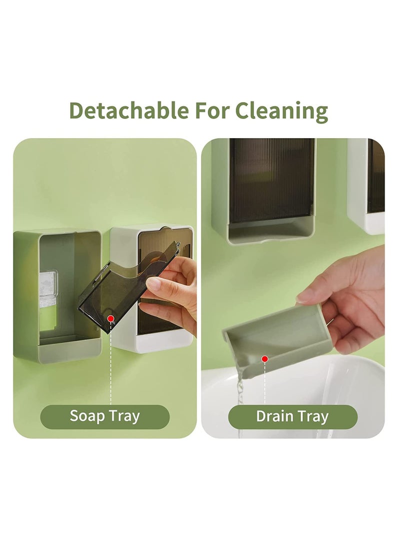 2 Pack Soap Dish Holder Rack Shower Bar Soap Tray with Drain Wall Mounted Soap Box for Shower Bathroom Bathtub Kitchen