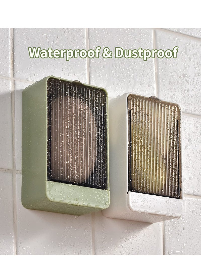 2 Pack Soap Dish Holder Rack Shower Bar Soap Tray with Drain Wall Mounted Soap Box for Shower Bathroom Bathtub Kitchen