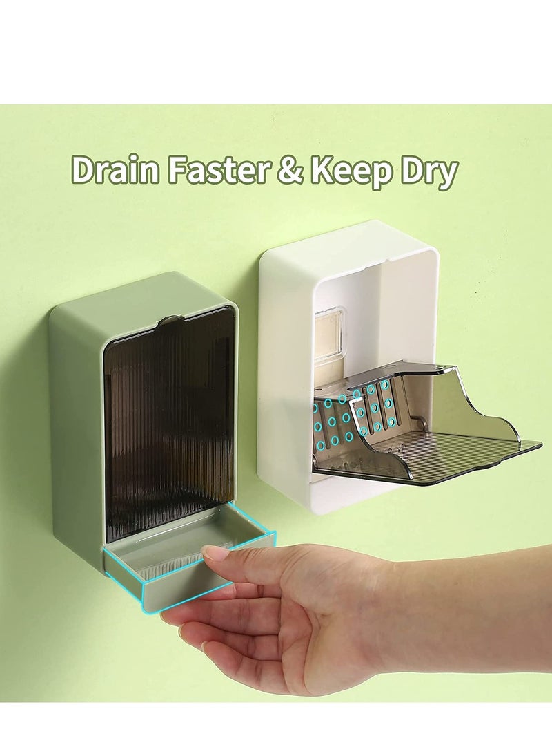 2 Pack Soap Dish Holder Rack Shower Bar Soap Tray with Drain Wall Mounted Soap Box for Shower Bathroom Bathtub Kitchen