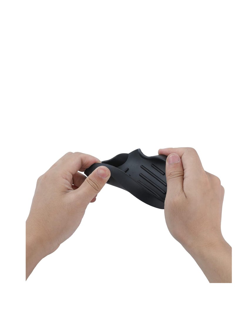 MicoYang Silicone Bathroom Soap Dishes with Drain Spout-Bathroom and Kitchen Sink Organizer,Sponge Holder,Dish Soap Tray,Perfect for Dispenser,Scrubber,Bottle,Cup on Sink or Counter-Black 4.9