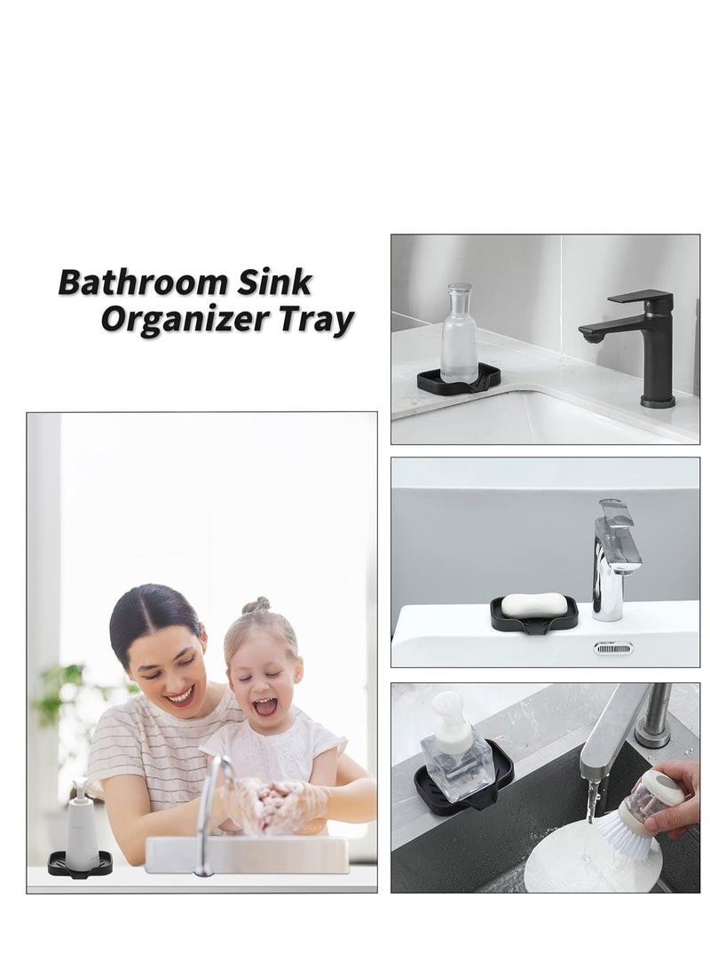 MicoYang Silicone Bathroom Soap Dishes with Drain Spout-Bathroom and Kitchen Sink Organizer,Sponge Holder,Dish Soap Tray,Perfect for Dispenser,Scrubber,Bottle,Cup on Sink or Counter-Black 4.9