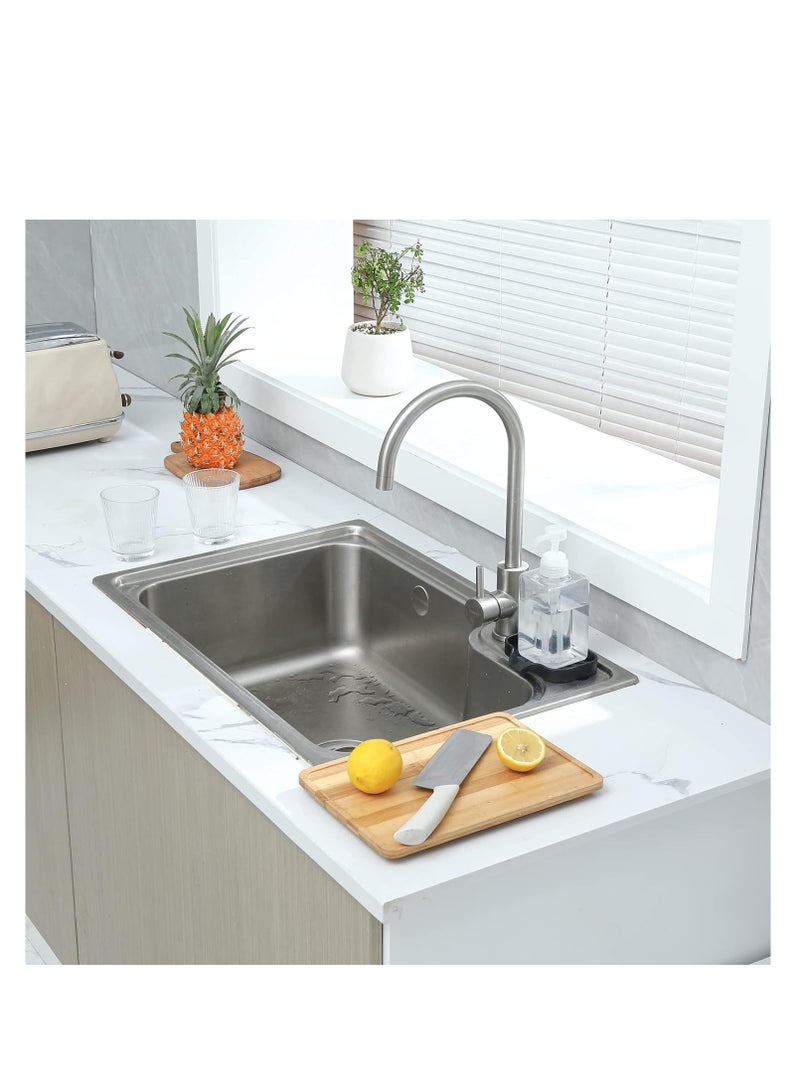 MicoYang Silicone Bathroom Soap Dishes with Drain Spout-Bathroom and Kitchen Sink Organizer,Sponge Holder,Dish Soap Tray,Perfect for Dispenser,Scrubber,Bottle,Cup on Sink or Counter-Black 4.9