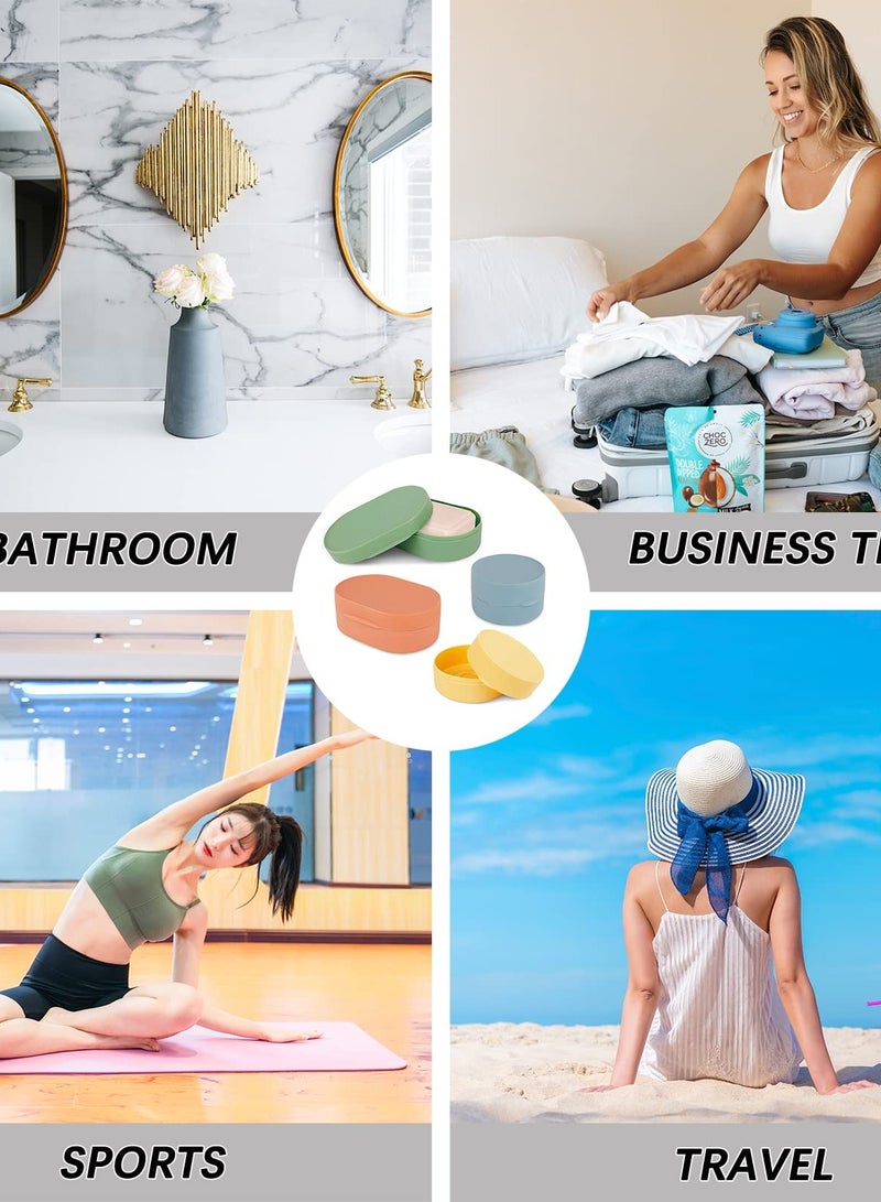 4 Pcs Travel Soap Box Holder Case Container, Portable Leak Proof Soap Dish with Lid, Perfect for Shower, Bathroom, Kitchen, Camping, Gym, 2 Small + 2 Large