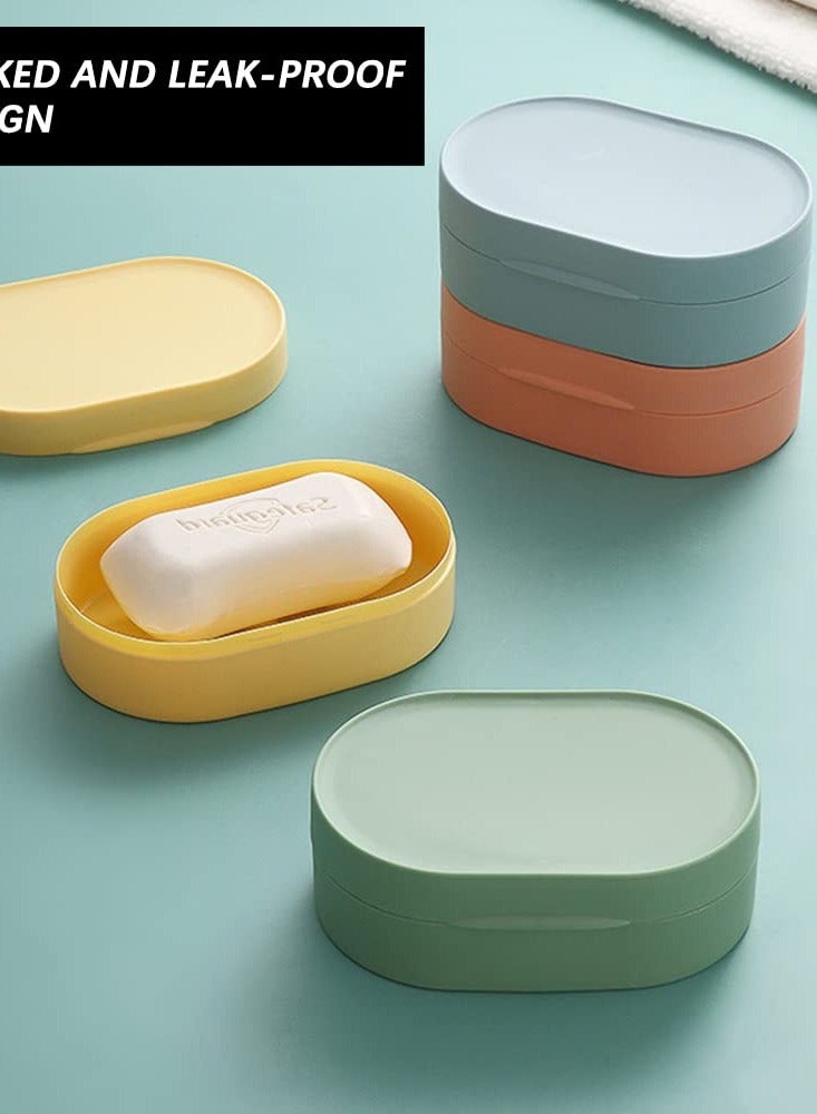 4 Pcs Travel Soap Box Holder Case Container, Portable Leak Proof Soap Dish with Lid, Perfect for Shower, Bathroom, Kitchen, Camping, Gym, 2 Small + 2 Large