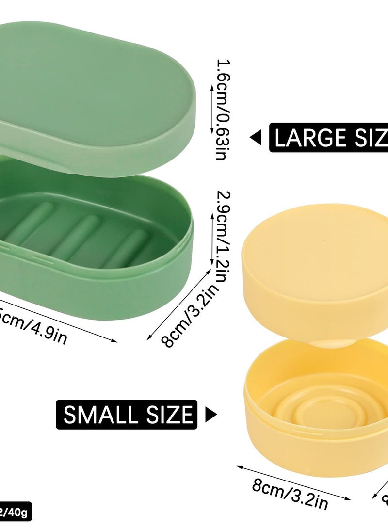 4 Pcs Travel Soap Box Holder Case Container, Portable Leak Proof Soap Dish with Lid, Perfect for Shower, Bathroom, Kitchen, Camping, Gym, 2 Small + 2 Large