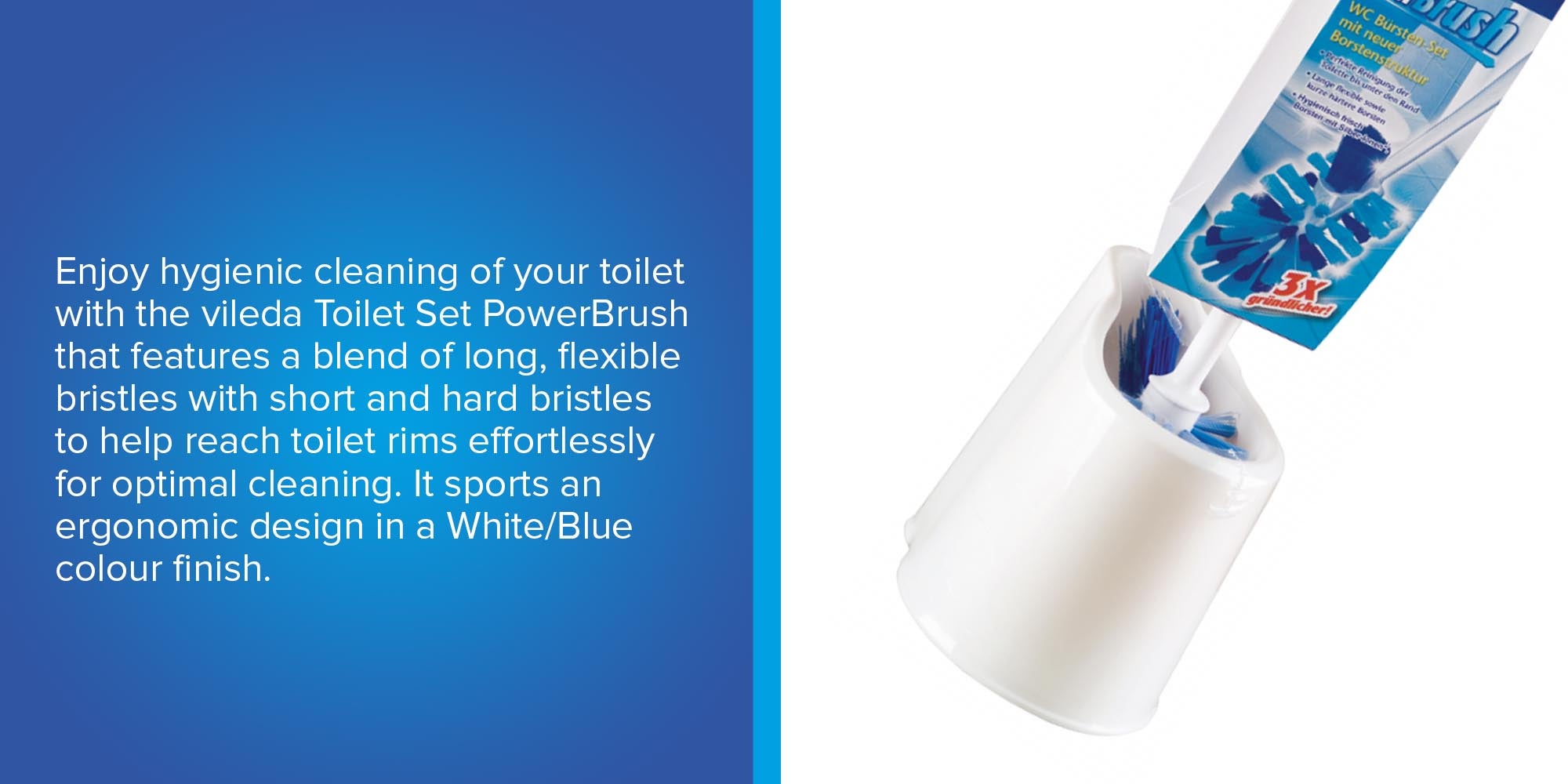 Power Cleaning Toilet Brush Set White/Blue