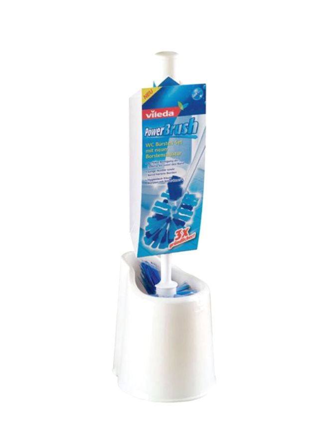 Power Cleaning Toilet Brush Set White/Blue