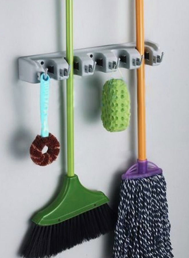 Plastic Wall Mounted Mop Organizer Grey